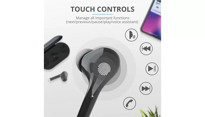 Бездротові Bluetooth навушники Trust Nika Touch True Wireless Mic Black, фото № 12