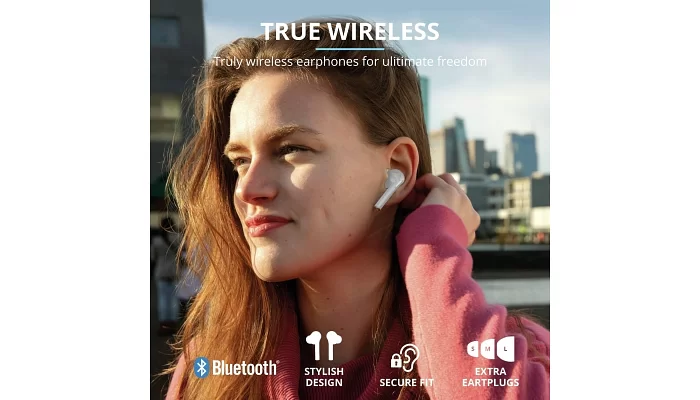Бездротові вакуумні Bluetooth навушники Trust Nika Touch True Wireless Mic White, фото № 28