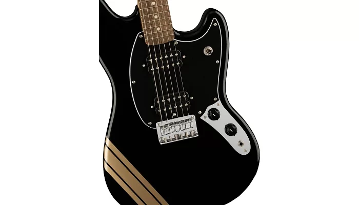 Электрогитара SQUIER by FENDER BULLET MUSTANG FSR HH BLACK w/COMPETITION STRIPES, фото № 4
