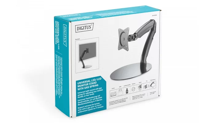 Настільне кріплення для монітора 17-27" DIGITUS Monitor Stand gas spring, фото № 10