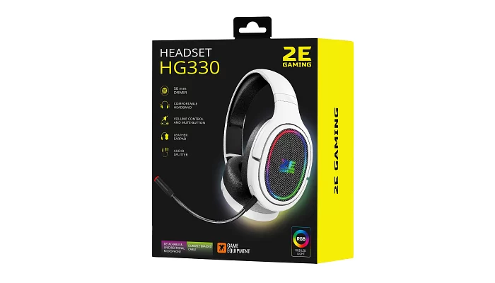 Гарнітура ігрова 2E GAMING HG330 RGB 3.5mm White, фото № 3