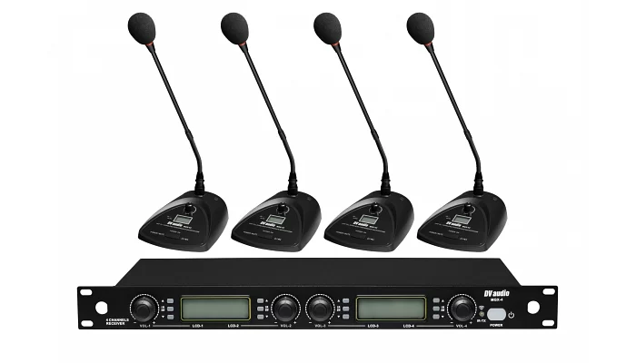 Радиосистема с четырьмя конференц-микрофонами DV audio MGX-44С, фото № 1
