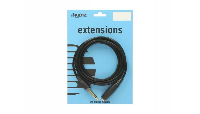 Межблочный кабель джек 6.35 мм папа - джек 6.35 мм мама KLOTZ AS-EX2 EXTENSION CABLE BLACK 3 M, фото № 3