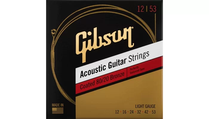 Набір струн для акустичної гітари GIBSON SAG-CBRW12 COATED 80/20 BRONZE ACOUSTIC GUITAR STRINGS LIGHT