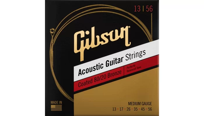 Набор струн для акустической гитары GIBSON SAG-CBRW13 COATED 80/20 BRONZE ACOUSTIC GUITAR STRINGS ME