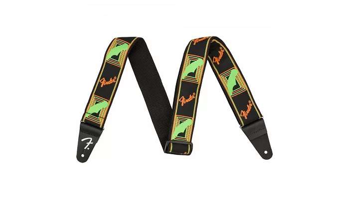 Ремінь для гітари FENDER STRAP NEON MONOGRAMMED GREEN ORANGE, фото № 1