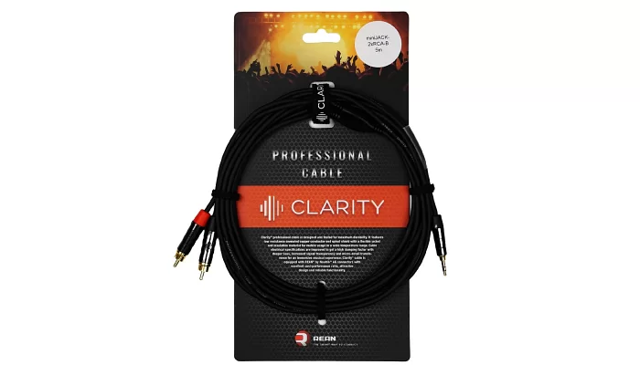 Межблочный кабель Clarity miniJACK-2xRCA-B/5m, фото № 1