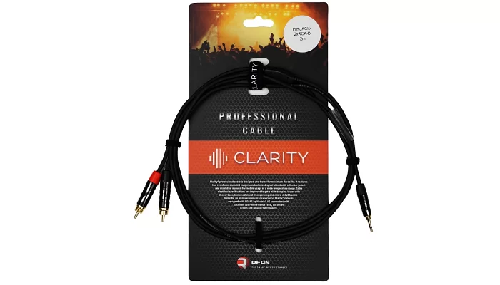 Межблочный кабель Clarity miniJACK-2xRCA-B/2m, фото № 1