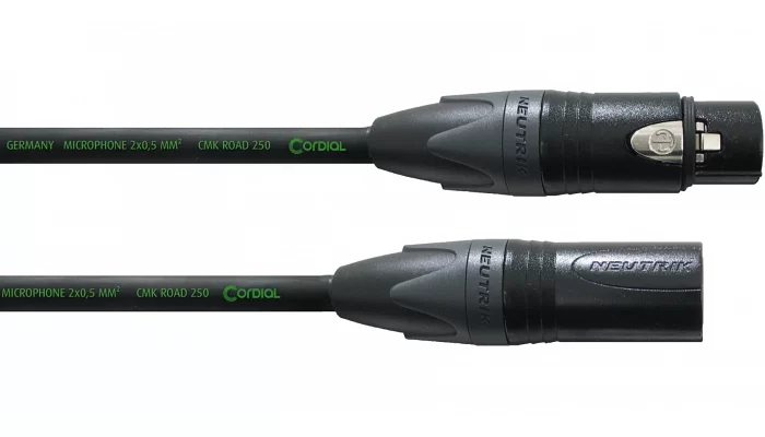 Микрофонный кабель XLRm-XLRf CORDIAL CRM 20 FM Black, фото № 1