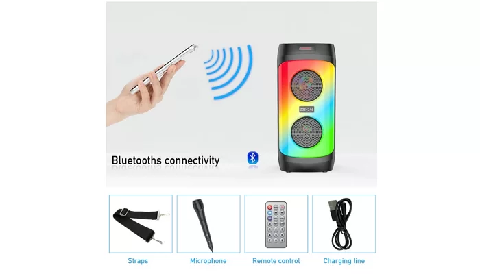 Автономна акустична система TMG ZQS4246 (1MIC+MP3+USB+FM+BT), фото № 5