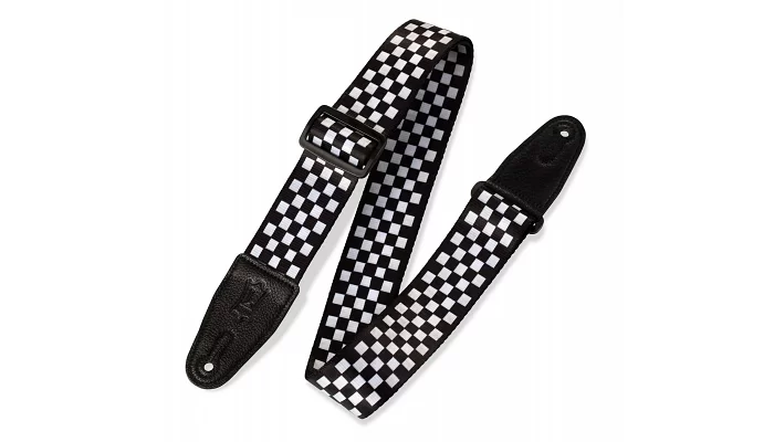 Гітарний ремінь LEVY'S MP-28 PRINT SERIES GUITAR STRAP (BLACK AND WHITE CHECKERS), фото № 1
