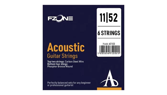 Струни для акустичної гітари FZONE AT103 ACOUSTIC PHOSPHOR BRONZE (11-52)