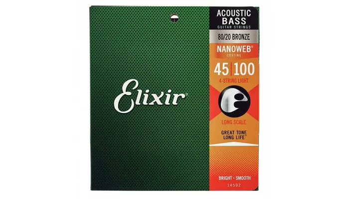 Струны для акустической бас-гитapы Elixir 4S NW L