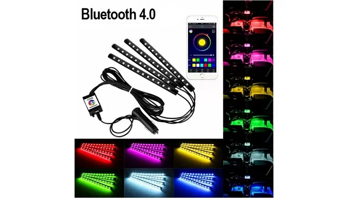 Світлодіодна Bluetooth RGB стрічка для підсвічування салону автомобіля EMCORE 8097 RGB, фото № 3