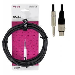 Микрофонный кабель XLR мама - Jack 6.3 моно папа GEWA Pro Line XLR(f)/Mono Jack 6,3 мм, 3 м
