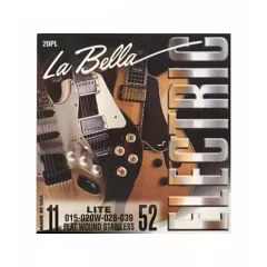 Струни для акустичної гітари La Bella 20PL 11-52 (Flat Wound)