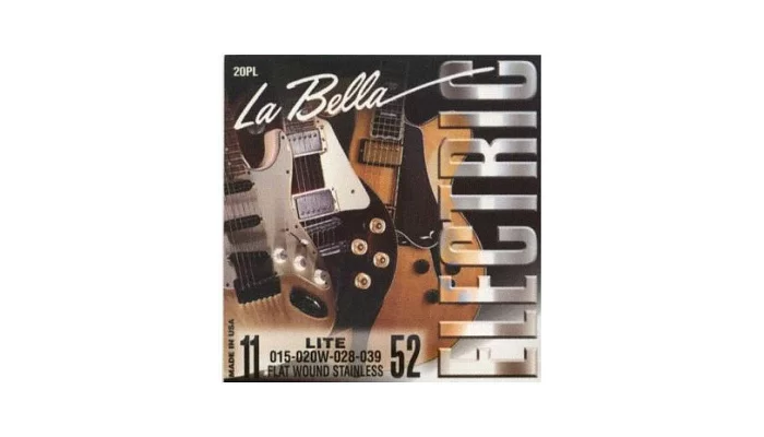 Струны для акустической гитары La Bella 20PL 11-52 (Flat Wound)