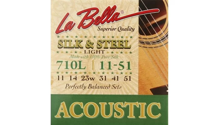 Струни для акустичної гітари La Bella 710L Silk&Steel, 11-51