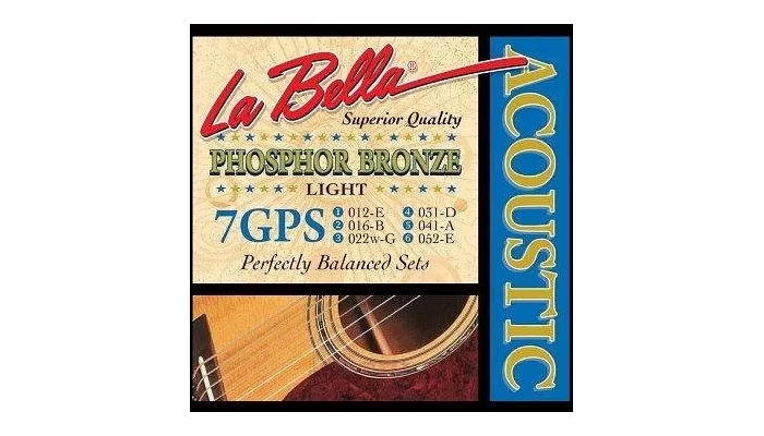 Струни для акустичної гітари La Bella 7GPS Phosphor Bronze Light Tension .012 - .052