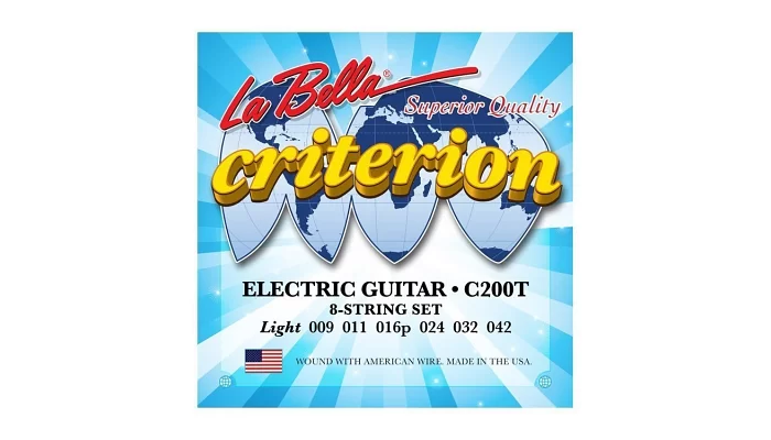 Струны для электрогитары La Bella C200T Criterion Electric Guitar, Nickel-Plated Round Wound – Light