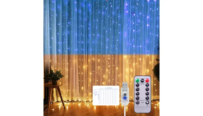 Світлодіодна USB гірлянда "штора" з пультом керування "Patriot" EMCORE L240BWW (2*2), фото № 1