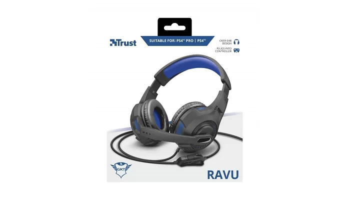Гарнитура игровая Trust GXT 307B Ravu Gaming Headset for PS4 3.5mm BLUE, фото № 15