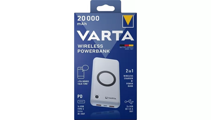 Портативное зарядное устройство VARTA Power Bank 20000 mAh, Wireless, фото № 5