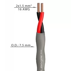 Гнучкий акустичний кабель Roxtone SC215L, 2х1.5 кв. мм, вн. діаметр 7.5 мм, 100 м
