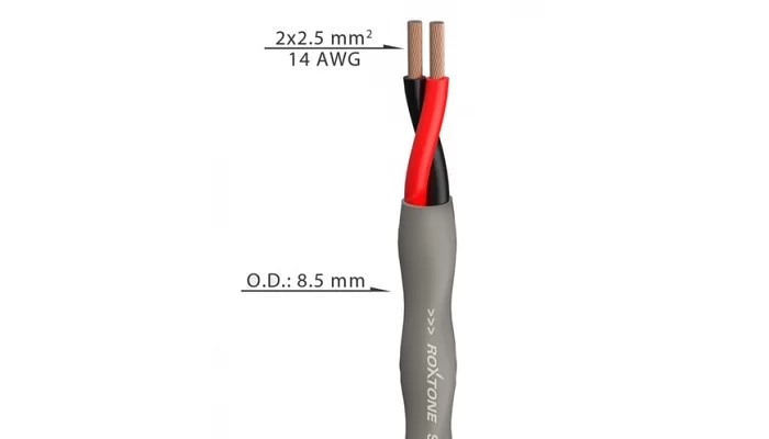 Гибкий акустический кабель Roxtone SC225, 2х2.5 кв. мм, вн. диаметр 8.5 мм, 100 м
