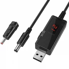 Универсальный USB кабель "конвертер" для роутера от повербанка EMCORE DC 5V to 9V/12V (+переходник)