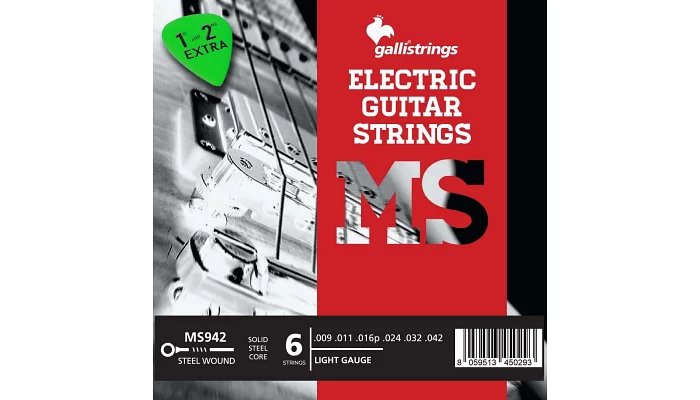 Струны для электрогитары GALLI strings MS942 LIGHT, фото № 1