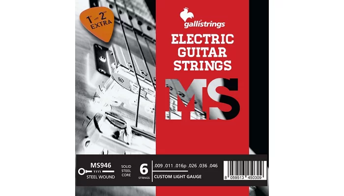 Струны для электрогитары GALLI strings MS946 CUSTOM LIGHT, фото № 1