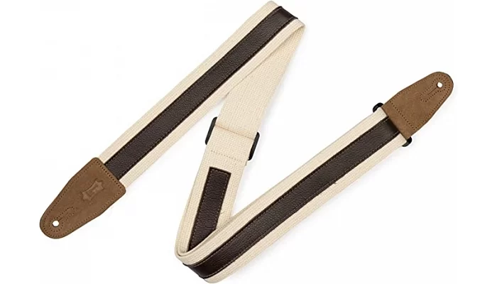 Гітарний ремінь LEVY'S MC2CG-NAT-DBR Cotton Combo Guitar Strap – Natural Cotton with Dark Brown Leather Strip, фото № 1
