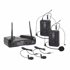 Двухканальная радиосистема с двумя наголовными и двумя петличными микрофонами PROEL WM300DH
