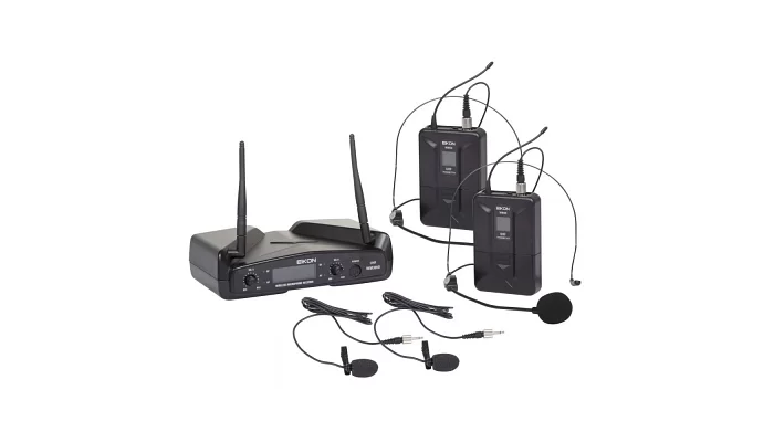 Двухканальная радиосистема с двумя наголовными и двумя петличными микрофонами PROEL WM300DH, фото № 1