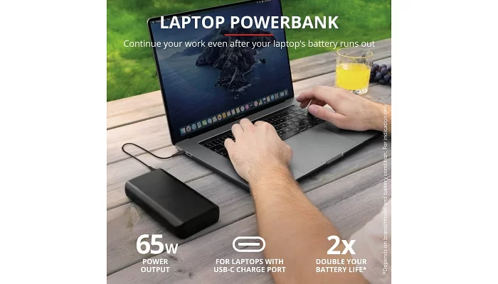 Портативное зарядное устройство Trust Laro 65W USB-C 20.000 mAh for laptop Black, фото № 9