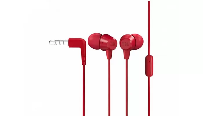 Вакуумні навушники JBL C50HI Red, фото № 1