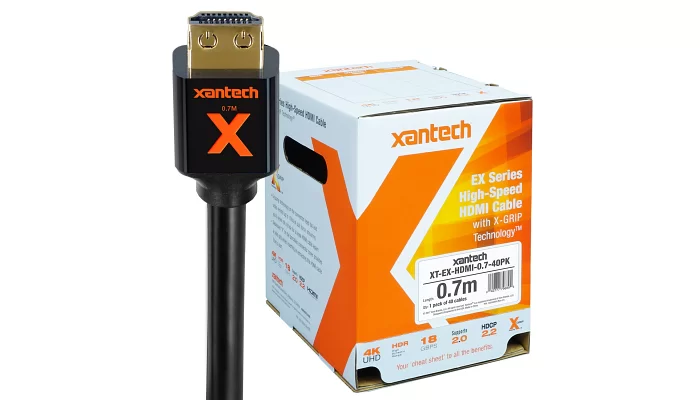 HDMI кабель папа - папа Xantech XT-EX-HDMI-0.7, фото № 1
