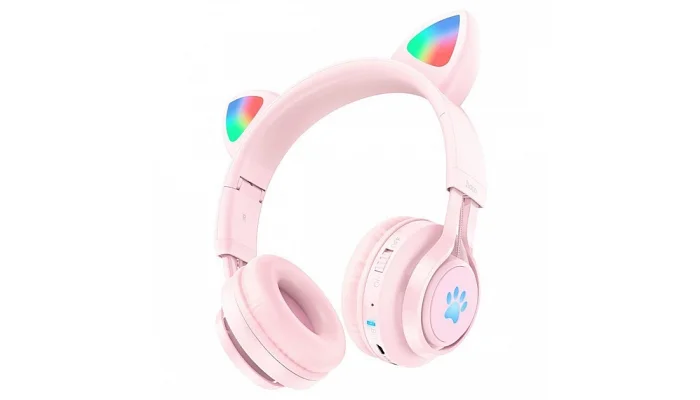 Детские беспроводные Bluetooth наушники с подсветкой TMG W39 Pink, фото № 2