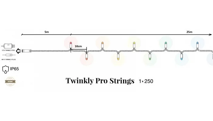 LED гірлянда Twinkly Pro Smart Strings AWW 250 TW-PLC-S-CA-1X250GOP-GR, фото № 1