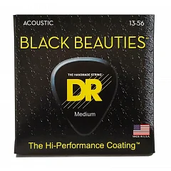 Струны для акустической гитары DR STRINGS BLACK BEAUTIES ACOUSTIC - MEDIUM (13-56)