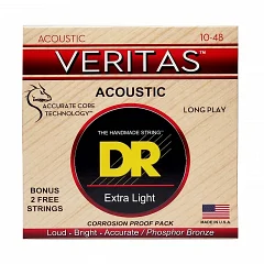 Струни для акустичної гітари DR STRINGS VERITAS COATED CORE ACOUSTIC GUITAR STRINGS - EXTRA LIGHT (10-48)