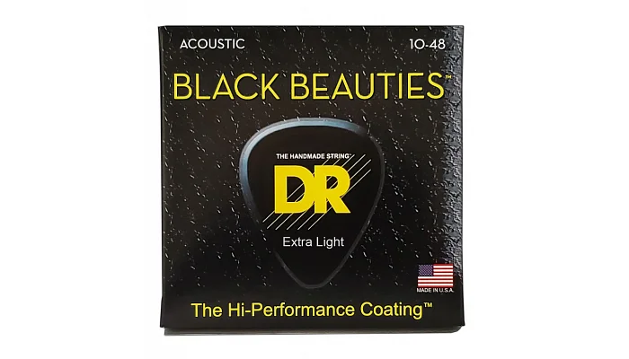 Струни для акустичної гітари DR STRINGS BLACK BEAUTIES ACOUSTIC - EXTRA LIGHT (10-48), фото № 1