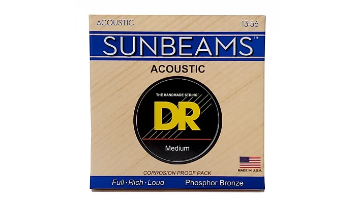 Струни для акустичної гітари DR STRINGS SUNBEAM ACOUSTIC PHOSPHOR BRONZE - MEDIUM (13-56), фото № 1