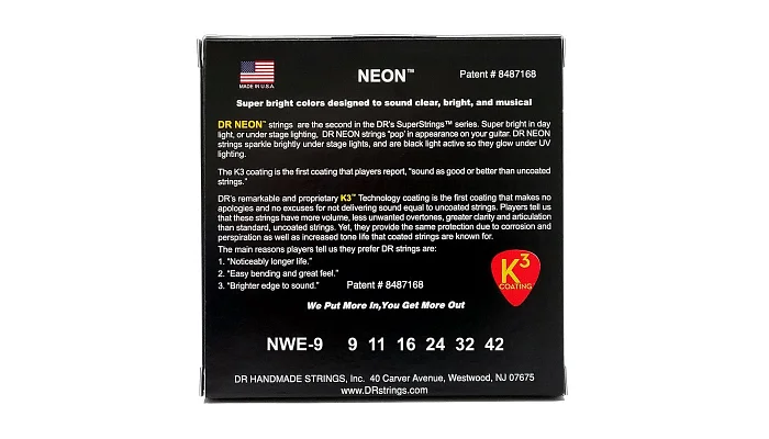 Струни для електрогітари DR STRINGS NEON WHITE ELECTRIC - LIGHT (9-42), фото № 3