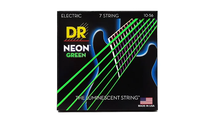 Струни для електрогітари DR STRINGS NEON GEEN ELECTRIC - MEDIUM 7-STRING (10-56), фото № 1