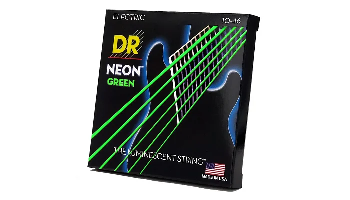 Струни для електрогітари DR STRINGS NEON GEEN ELECTRIC - MEDIUM (10-46), фото № 2
