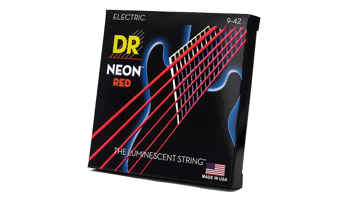 Струны для электрогитары DR STRINGS NEON RED ELECTRIC - LIGHT (9-42), фото № 2
