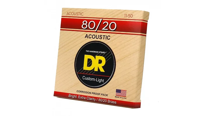 Струни для акустичної гітари DR STRINGS HI-BEAM ACOUSTIC 80/20 BRONZE - CUSTOM LIGHT (11-50), фото № 2