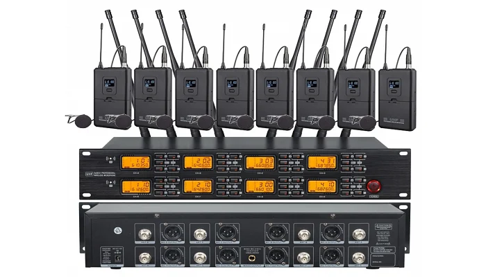 Радиосистема с восемью наголовными и петличными микрофонами Emiter-S TA-703HP